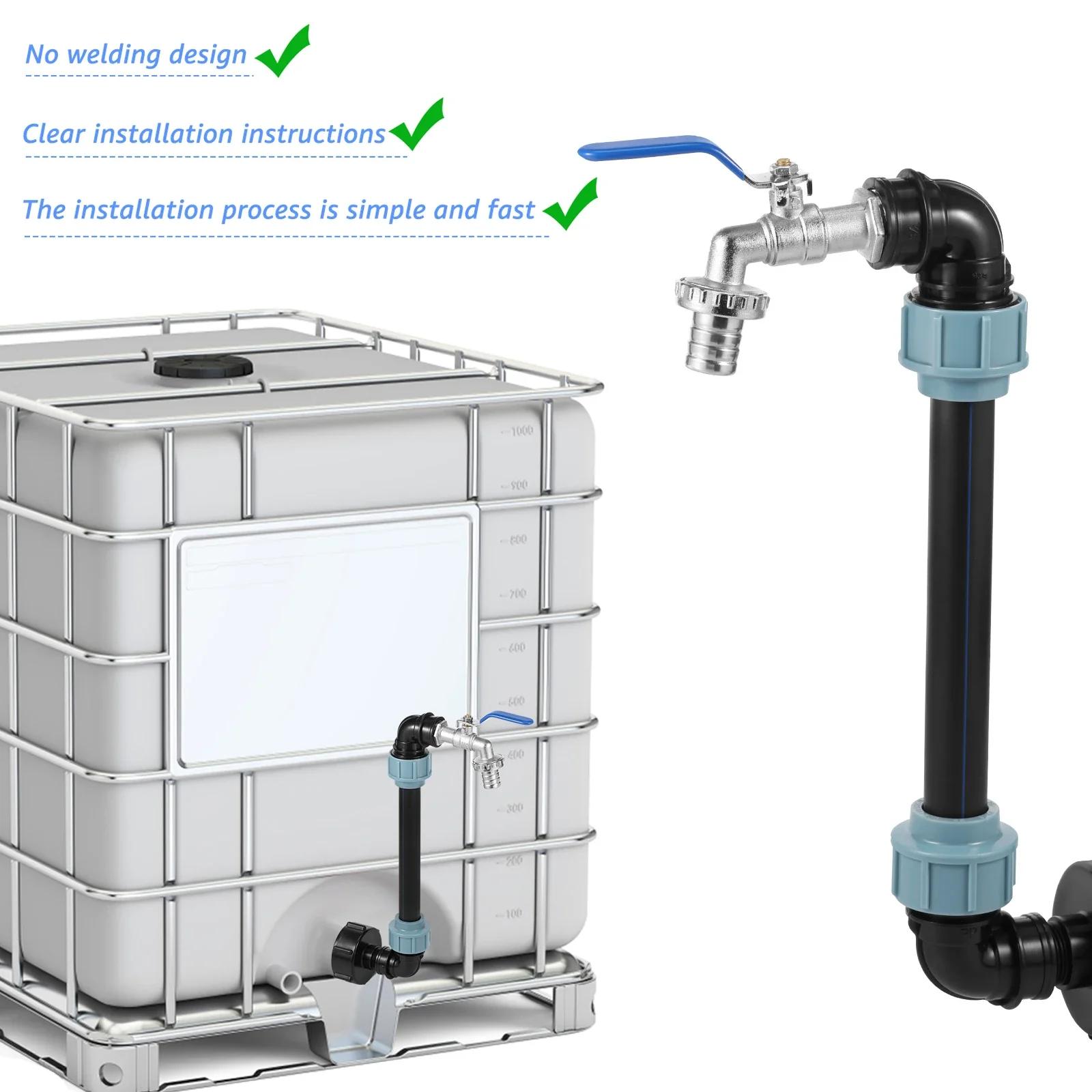 IBC Tank Adapter Set Versatile High Strength IBC Adapter Zinc Alloy And Plastic Connection With 3/4 Inch Standard Tap Interface