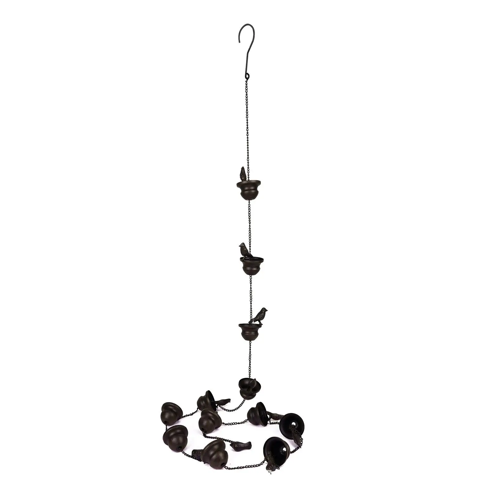Rain Chain Roof Decoration Outdoor Decorative 12 Cups Durable Downspout Hanging Yard Rain Basin Rain Catchers for Gutter
