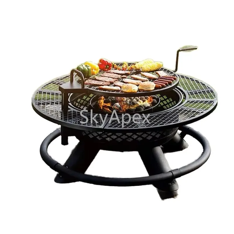 Heavy Duty Outdoor Metal BBQ Grill Camping Stove Charcoal Rack Fire Pit Easily Assembled AntiRust Camping Patio  Garden  Cooking