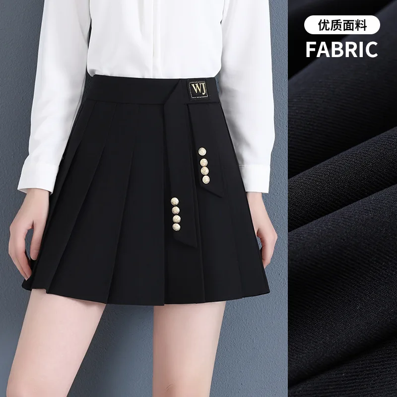 تصميم تحسس ألف خط السترة مطوي تنورة المرأة نصف تنورة الخريف أنيقة التخسيس تنورة قصيرة متعددة الاستخدامات #3