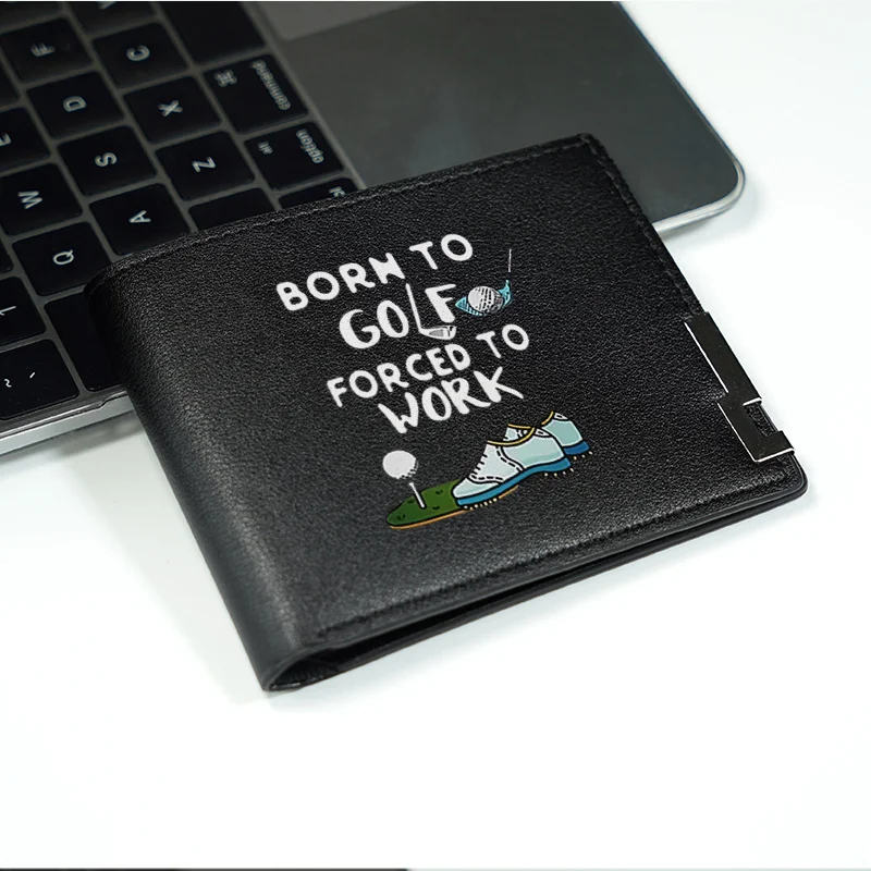 Nascido para galar forçado para trabalhar carteira masculina de couro pu design minimalista uso diário leve e durável estilo empresarial