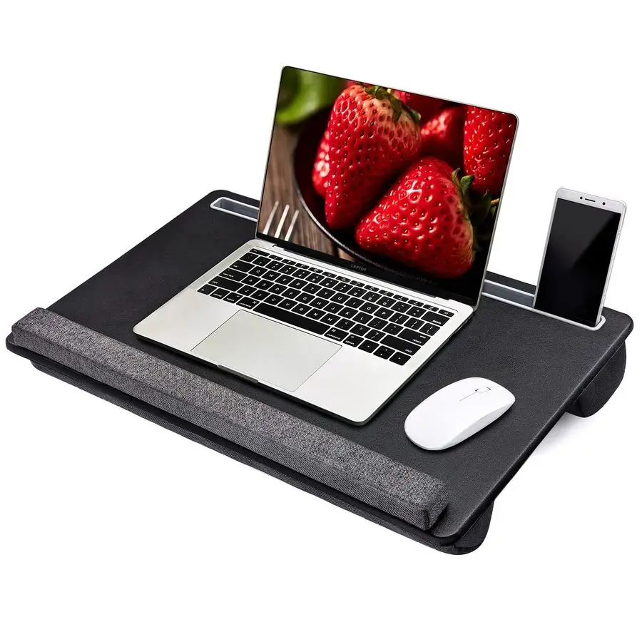Large Lap Laptop Desk Full PU Material Mouse Pad Gaming Tray Portable LapDesk with Phone Holder amp Wrist Rest for Notebook, Mac
