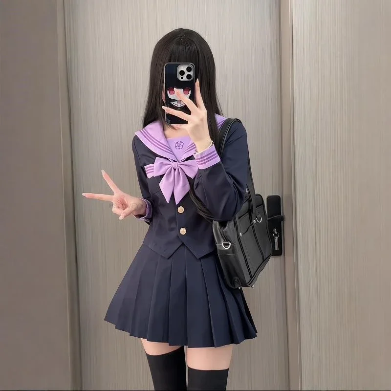 

Autumn New Cute Sweet Style Korea Academy Style Jk Uniform Autumn New Thicken Long Sleeve Graduation Purple Sailor Uniform