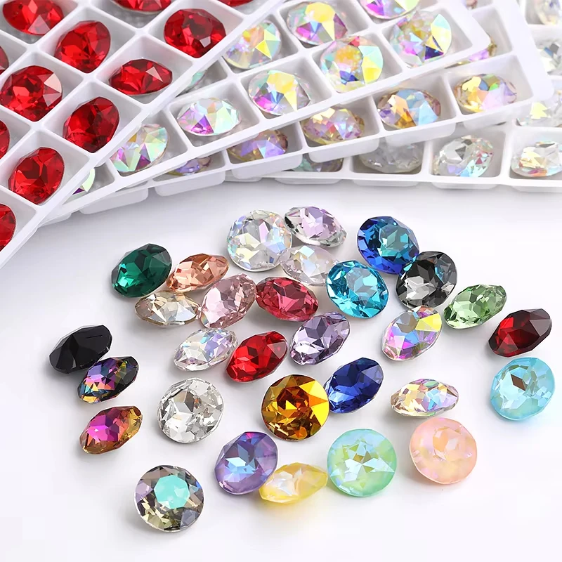 Round Rhinestones K9 Glass Crystals Gems Accessories Diy Jewelry Making Gemstones Glitter Pointback Stone Bulk Wholesale Crystal