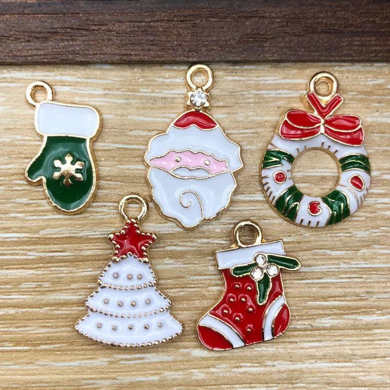 Christmas Decorations Charm Exquisite Diy Jewelry Charms Santa Claus Pendant High Quality Christmas Tree Charms For Earrings