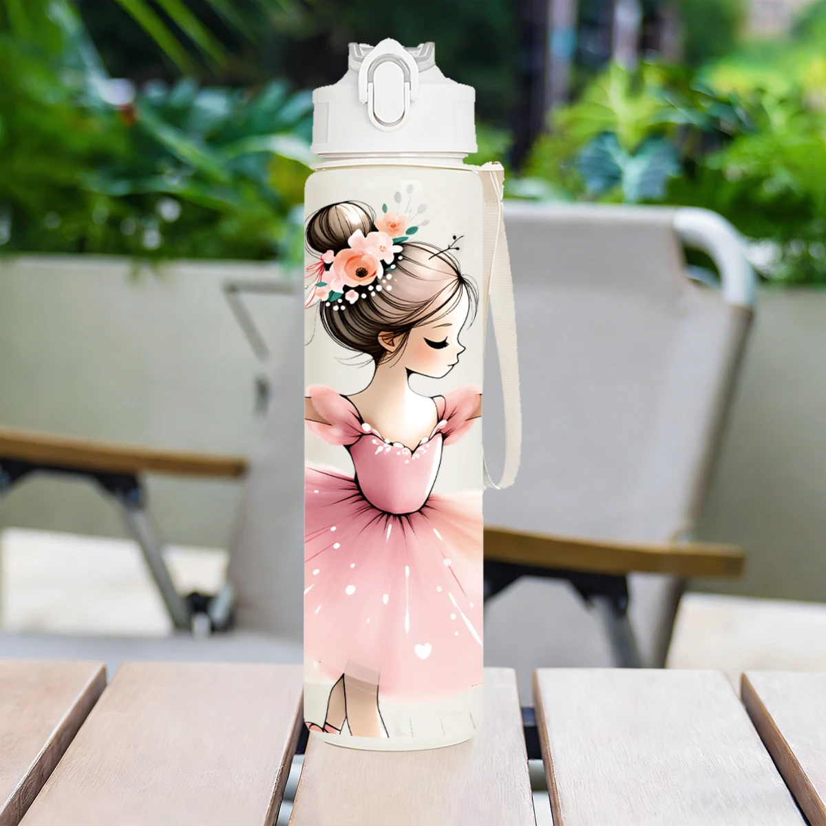 Ballerina Print 750ml Sports Water Bottle Leak-Proof Portable Cup for Outdoor Travel Fitness - view 6