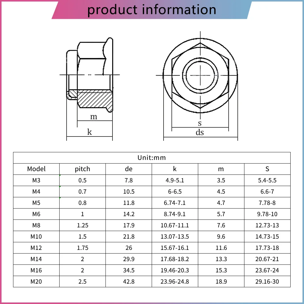 5-30pcs Hex Flange Nylon Insert Lock Nut M4 M6 M8 304 Stainless Steel Hexagon Flange Self-locking Nylock Locknuts Serrated Teeth