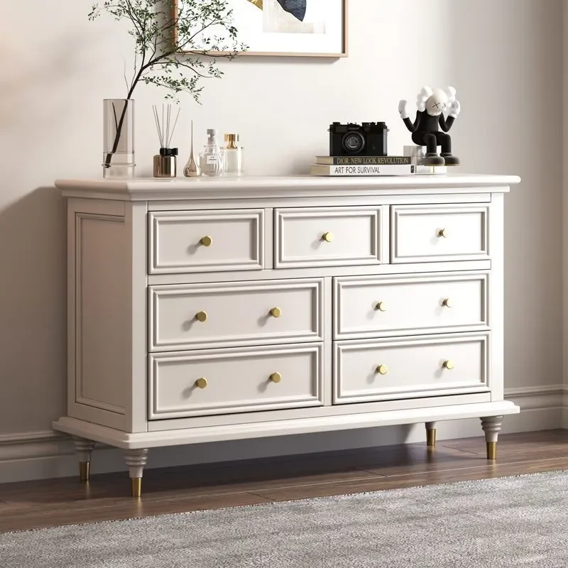 Solid Wood 9 Drawer Chest of Drawers Bedroom Storage Cabinet Simple Household Multi Drawer Locker End of Bed Dresser