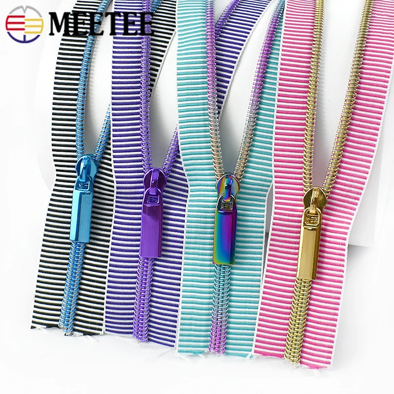 

2/3/5M Meetee 5# Nylon Zipper with Zip Sliders Clothing Decoration Zips Package Closure Zippers Repair Kit DIY Sewing Accessory