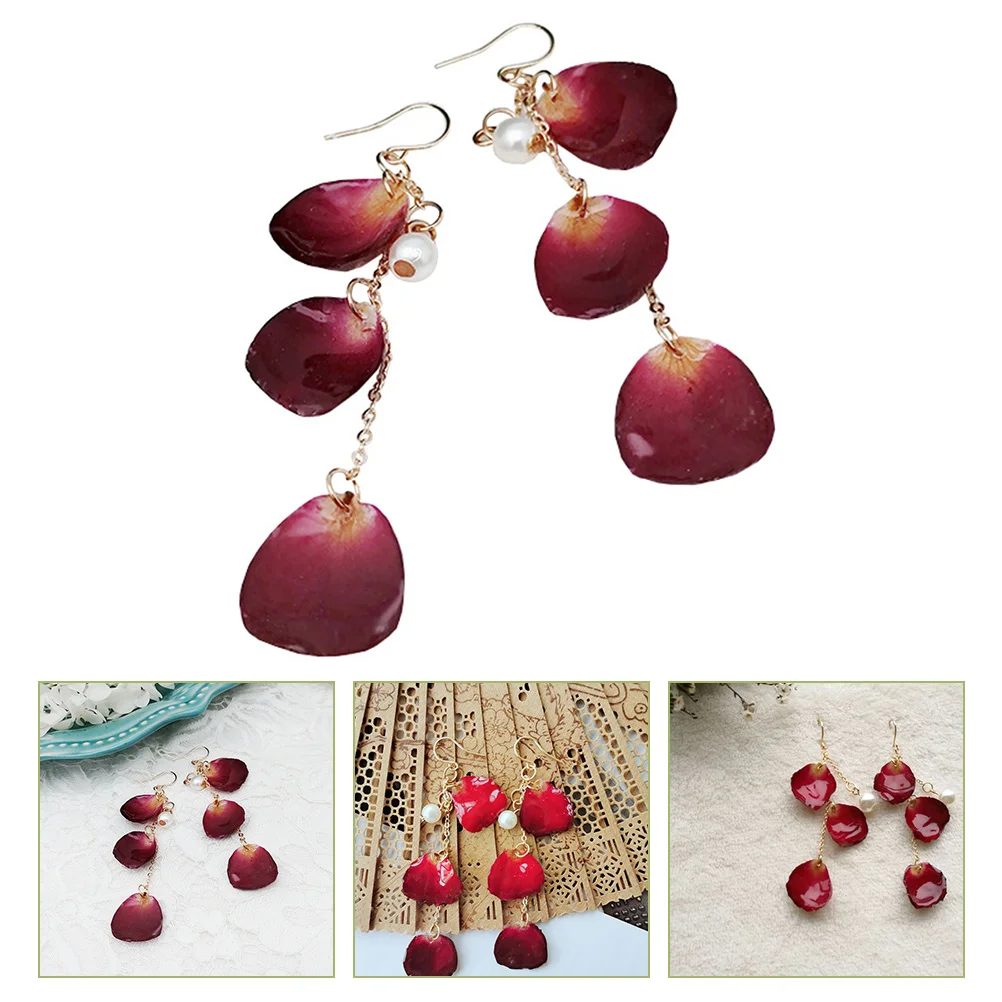 

Rose Petal Earrings Long Dangle Drop Design Women Bridal Party Wedding Accessories Fashion Ear Pendants