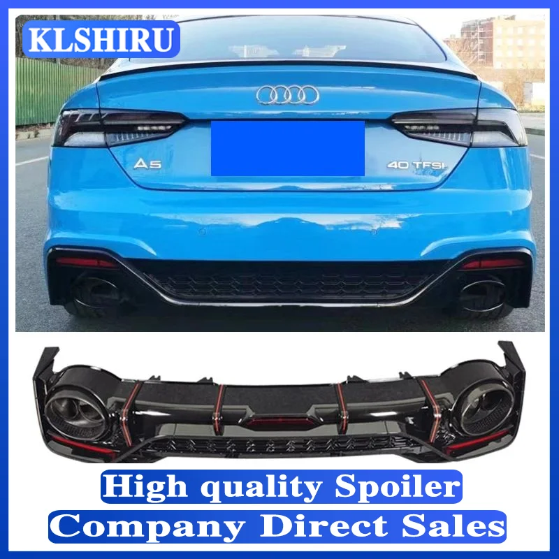 bright black Rear Bumper Lip Diffuser for Audi new A5 B9.5 S5 S-Line Hatchback 2021-2022 Car Accessories