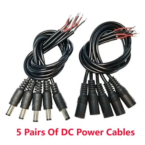 DIY Creative 2/5 Pairs DC Cable Connector 5.5x2.1mm Male and Female DC Power Socket Jack Connector Cable Plug Wire DC Cable JIEN
