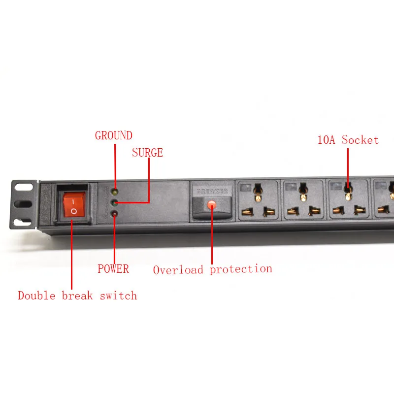 PDU power board power socket double-break switch surge and overload protector 2-11-way universal AC socket EU UK US AU plug