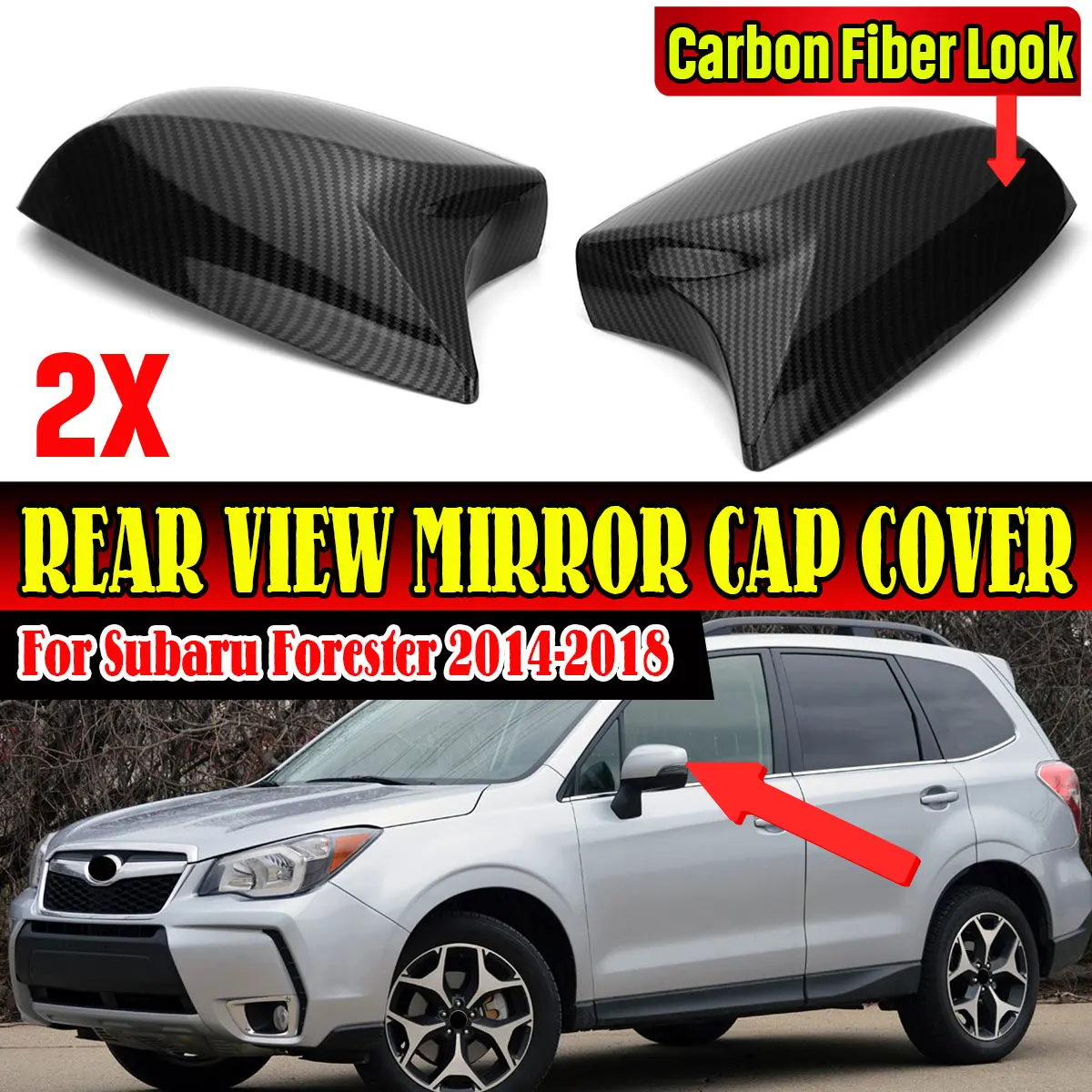 Pair Side Wing Rearview Mirror Cover Cap For Subaru Forester 2014-2018 M Style Rear View Mirror Cover 91059AJ200 91059AJ210