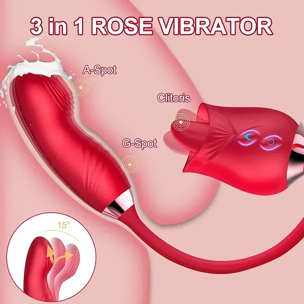 

Rose Tongue Licking Vibrator For Women G Spot Nipple Vacuum Stimulator Female Clitoris Sucker Vibrating Dildo 18 Adult Sex Toys