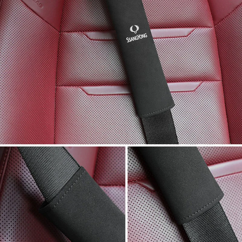 Car Seat Belt Cover Suede Shoulder Safety Protector Pad For SsangYong Actyon Sport Korando Rexton Kyron Rodius Tivoli Musso
