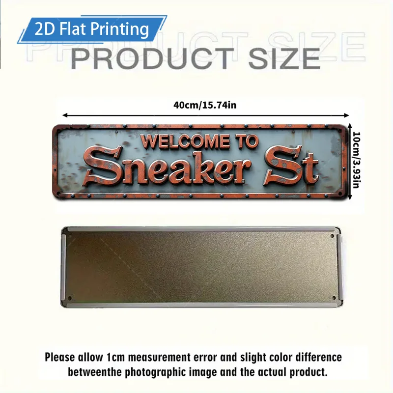 1 قطعة علامة معدنية، 4 × 16 بوصة "علامة معدنية ريفية 'Sneaker St' لديكور المزرعة العتيقة" #2