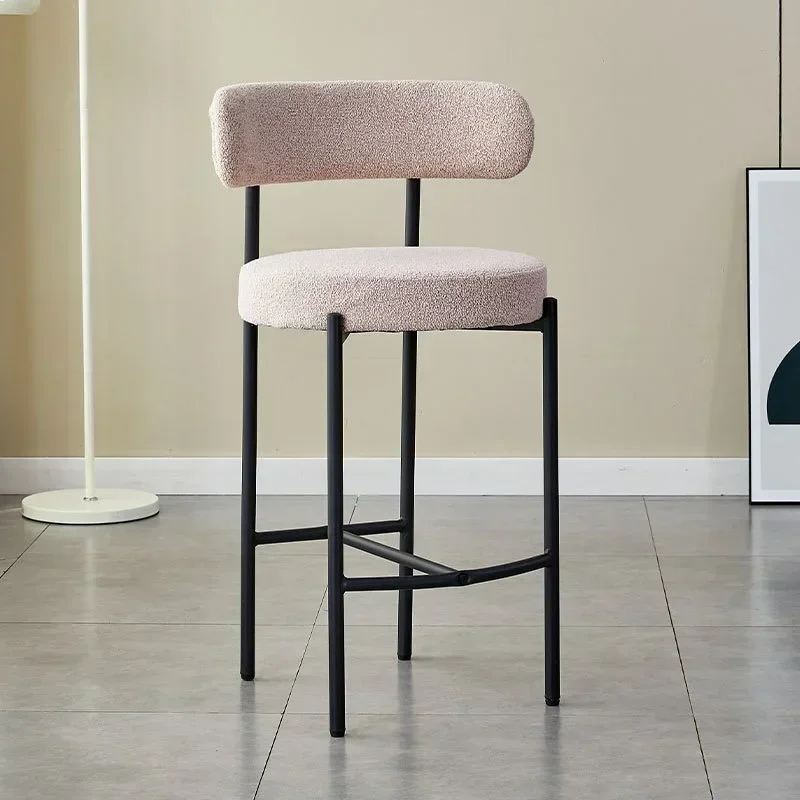 Bar Chair Light Luxury Cream Bar Chair Cafe Restaurant Milk Tea Shop Soft Bag Backrest High Wrought Iron Bar Chairs Dining Room