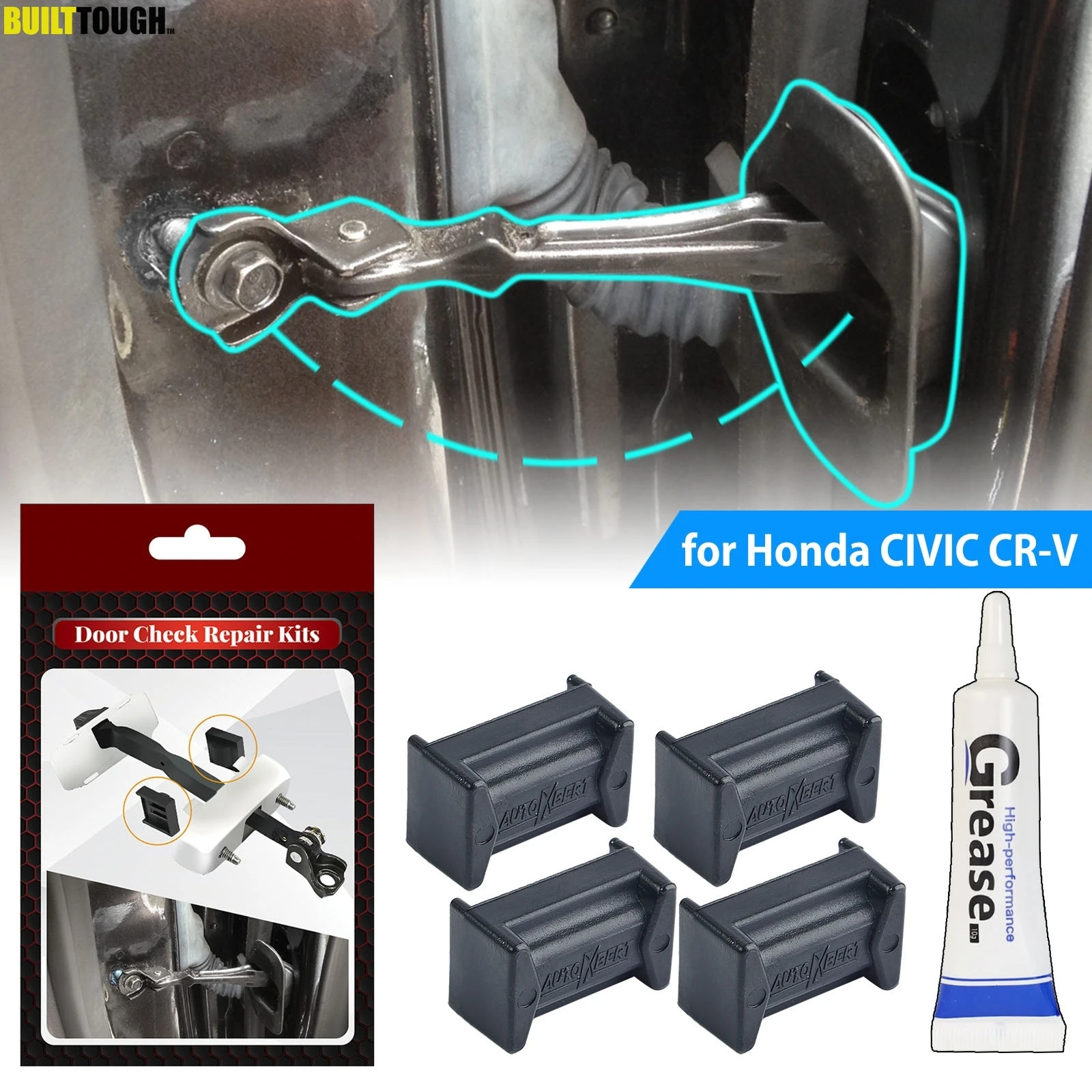 4Pcs Car Door Checker Strap Check Assy For Honda CIVIC  2006-2016 CR-V  2004-2012 Limiter Jam Hinge Damping Sagging Repair Kit