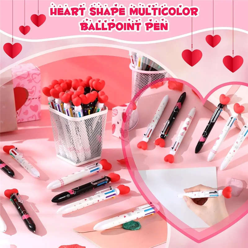 

ABTO-Valentine's Day Heart Shape Pens Bulk, Retractable Ballpoint Pens For Valentine's Day Adults Women Nurse Wedding
