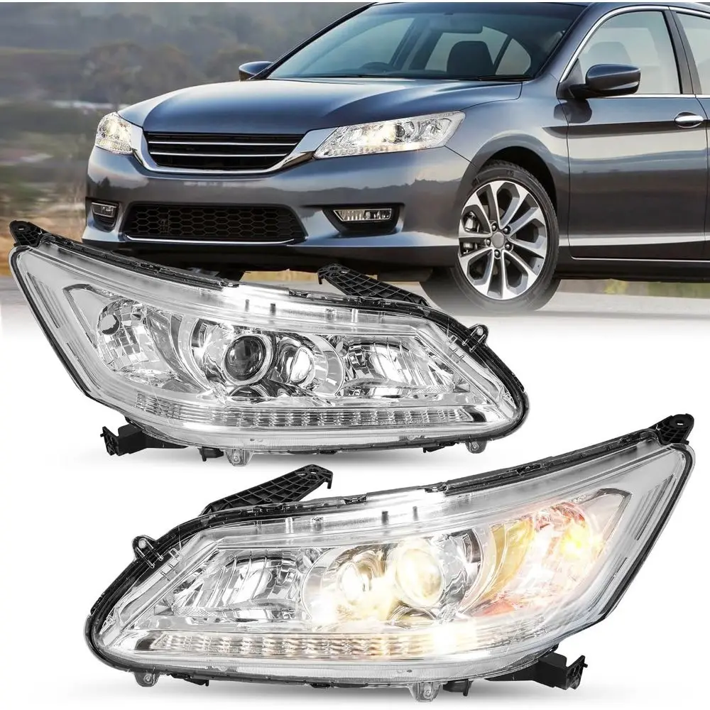 

Halogen Headlight Assembly Fit for 2013 2014 2015 Honda Accord 4-Door Sedan w/o LED DRL Headlamps Replacement Driver and Passeng