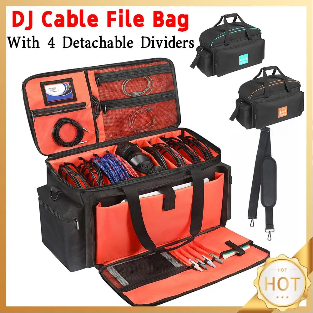 DJ Bag with 4 Detachable Dividers Travel Musicians Gig Bag DJ Performance Carrying Bag for DJ Gear Music Equipment & Accessorie