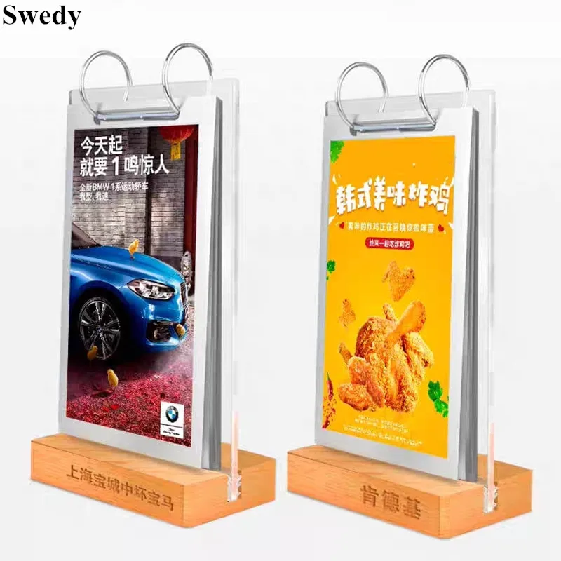 

A4 210x297mm Page Turning Table Top Restaurant Menu Paper Holder Photo Poster Flyer Frame Acrylic Sign Holder Display Stand