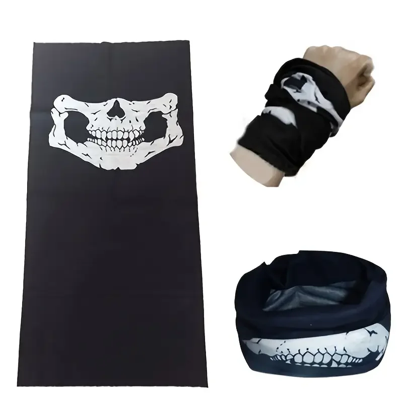 1/2/3 Totenkopf-Maske, gemusterter Maske, winddichter Schal, atmungsaktives Kopftuch, geeignet für Sport und Halloween-Rollenspiele im Freien – Detail 9