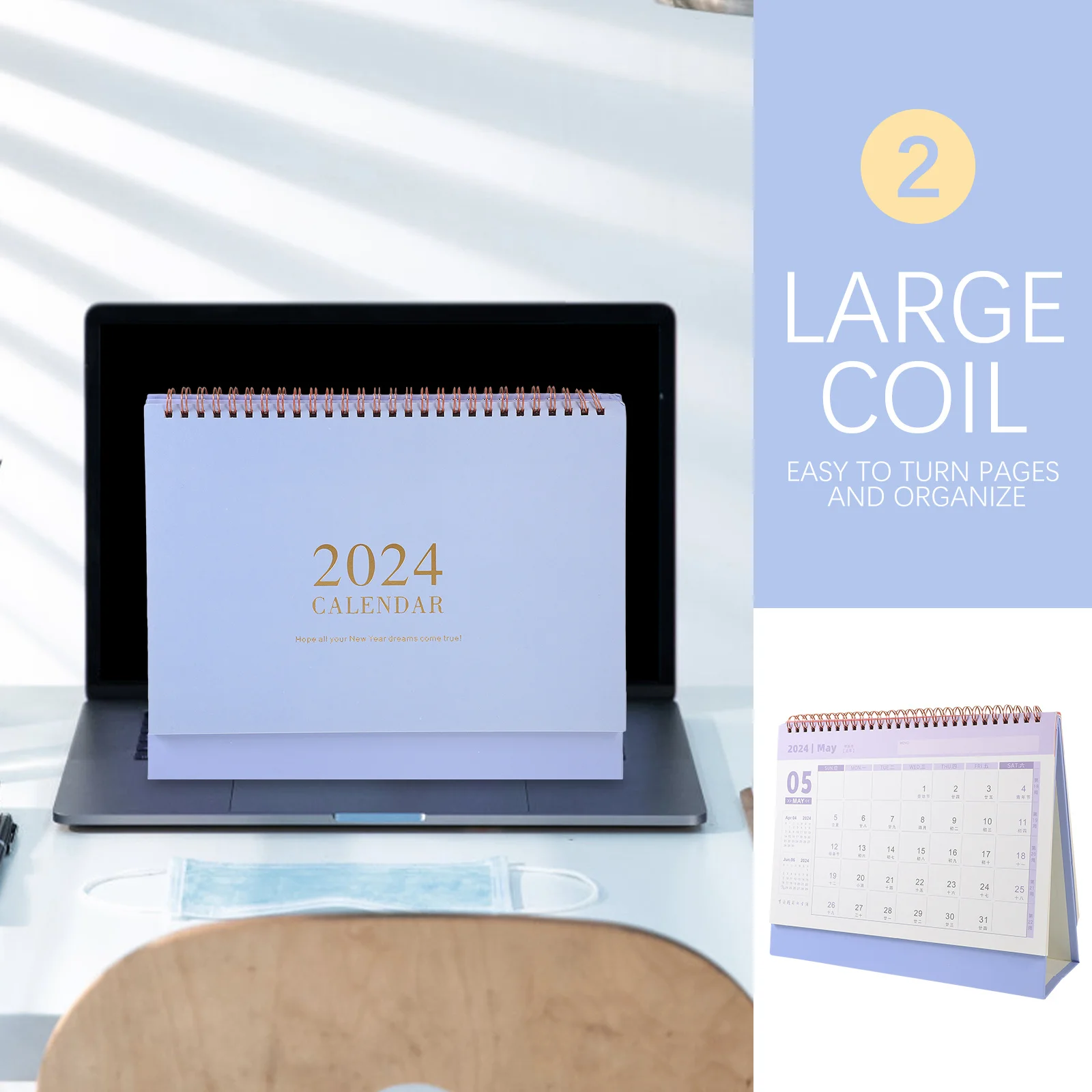 

Large Desk 2024 Big Coil Table Calendar Writeable Monthly Planner Small Desktop Calendar For Office Home Dorm Use