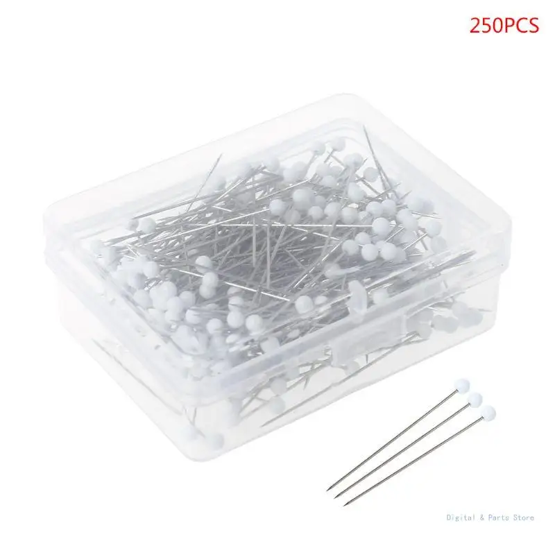 M17F 250pcs Round Glass Ball for Head Pins DIY Quilting Tool Sewing Accessories Schoo