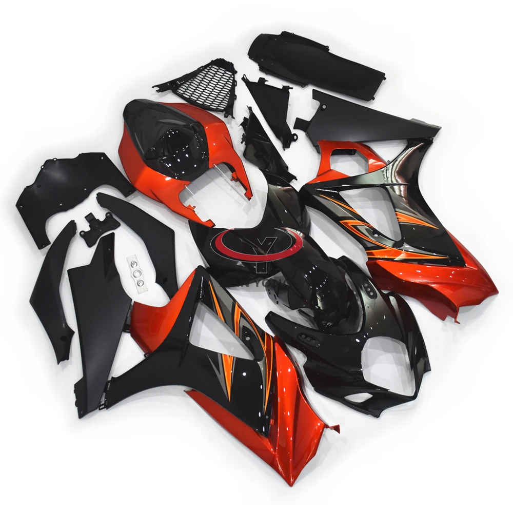 For GSXR1000 K7 2007-2008 Fit GSX R 1000 Bodywork Cowling Bright orange black print Injection Motorcycle Full Fairing Kit