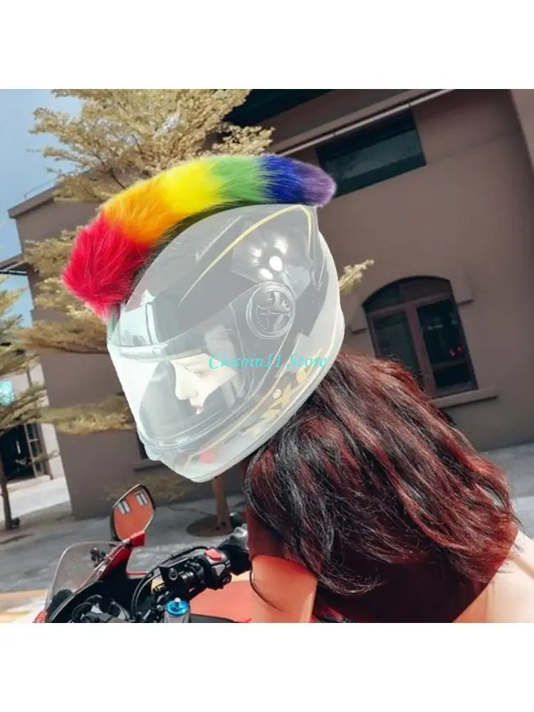 Y1UB Easy to Install Synthetic Fiber Hairpiece for Helmets Bikers and Festival Goers