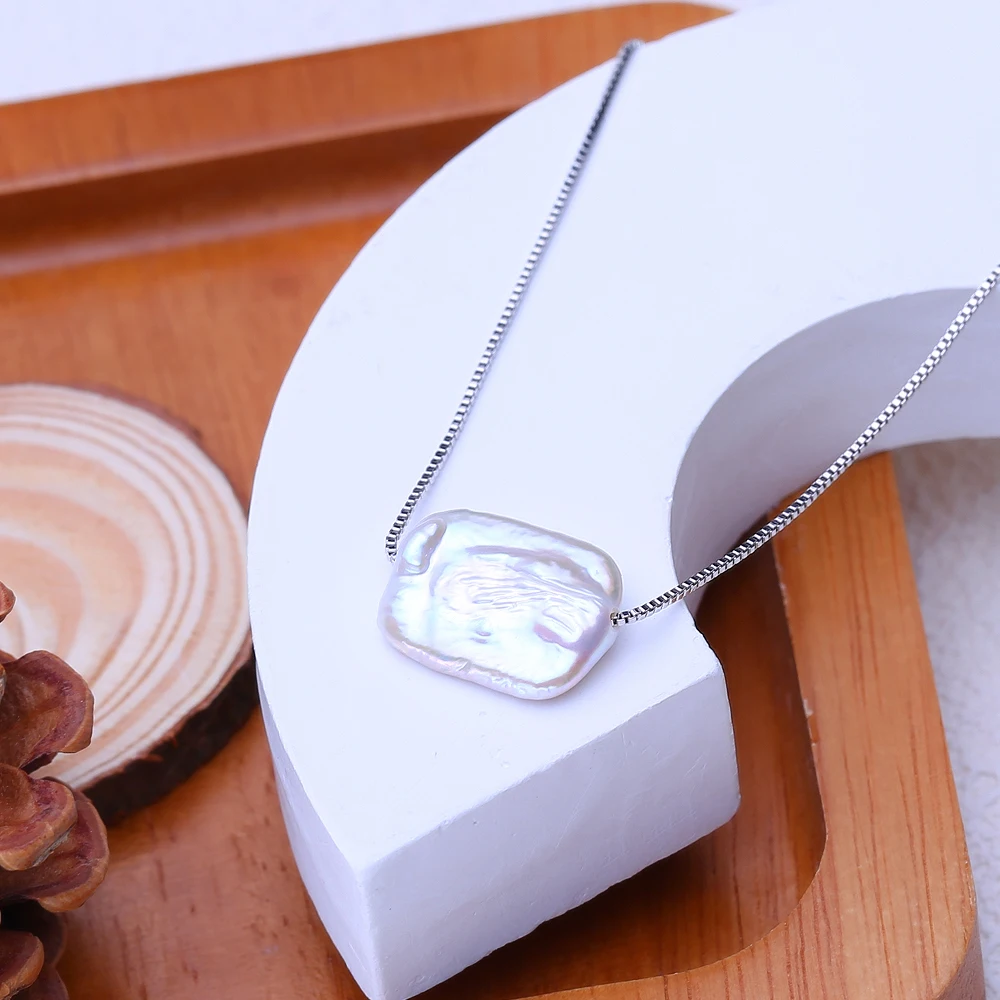 FENASY Natural Freshwater Big Baroque Pearl Pendant Necklaces For Women Girls Fashion Silver Color Classic Pendant Birthday Gift