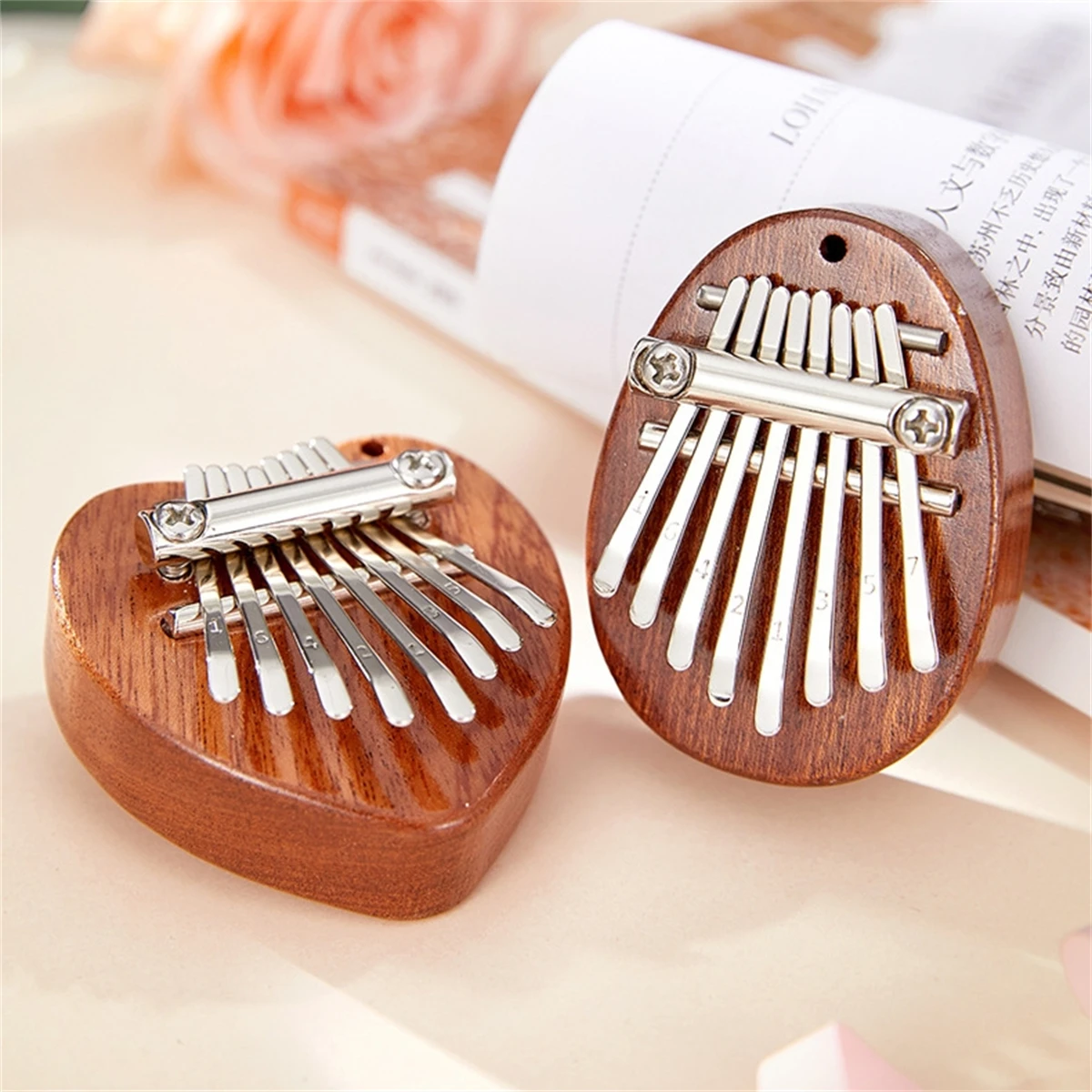 8 Key Mini Kalimba Thumb Piano, Portable Solid Wood Finger Piano for Beginners | Pocket-Sized Musical Instrument Gift with Case