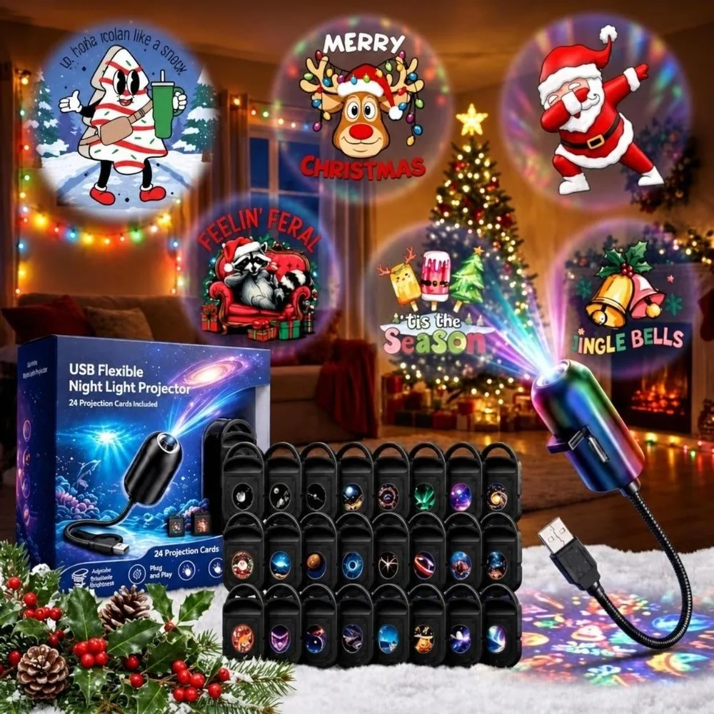 HD Resolution Christmas Scene Projector Plug and Play Multiple Scenes Festive Scene Projector Night Light Projector Car Interior