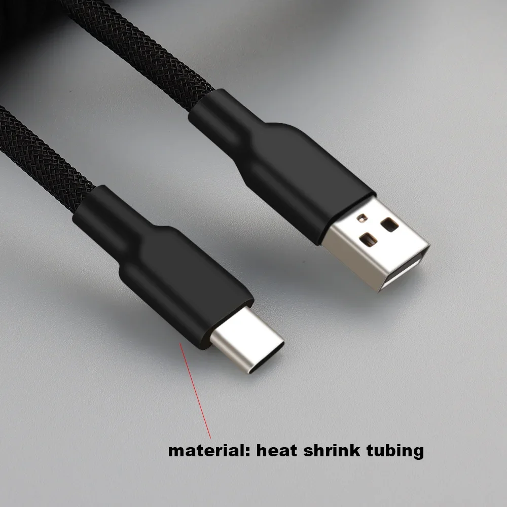 150cm Spiral Usb Keyboard Cable Black Coiled Keyboard Usb Type C Cable Metal Aviator Connector Gaming GX16 Usb Keyboard Cable