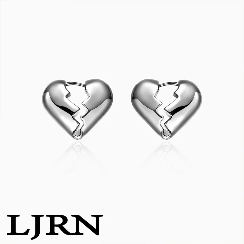 2022 New Metal Earrings Geometric Stereoscopic Broken Heart Love Simple Vintage Retro Ear Wear LJRN for Women Party Jewelry