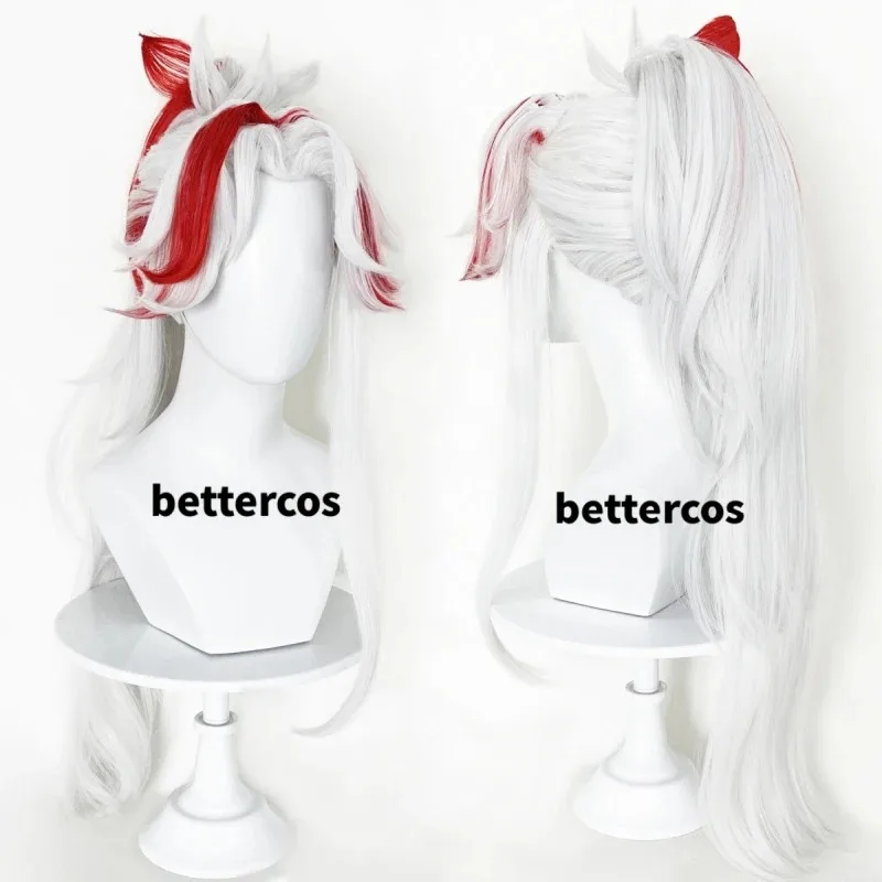 

Парик для косплея Yone LoL Heartsteel Серый Белый Красный Зажим для хвоста Термостойкий синтетический парик Heartsteel Yone Аниме + шапочка для парика