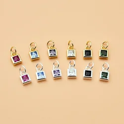 Light luxury Accessories 925 sterling Silver mini inset Zircon square Pendant Handmade diy ring bracelet Pendant