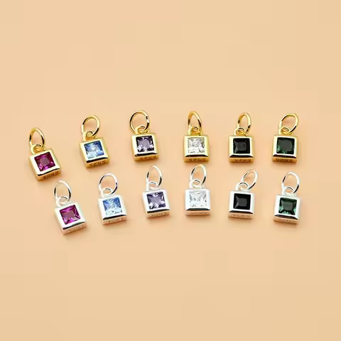 Light luxury Accessories 925 sterling Silver mini inset Zircon square Pendant Handmade diy ring bracelet Pendant