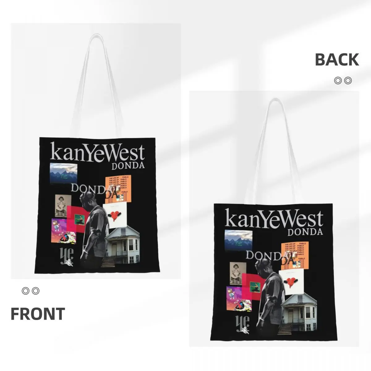 Kanye West Album Donda Album Canvas Tote Handbag HipHop Rapper Grocery Bags Shopper Bags for Unisex