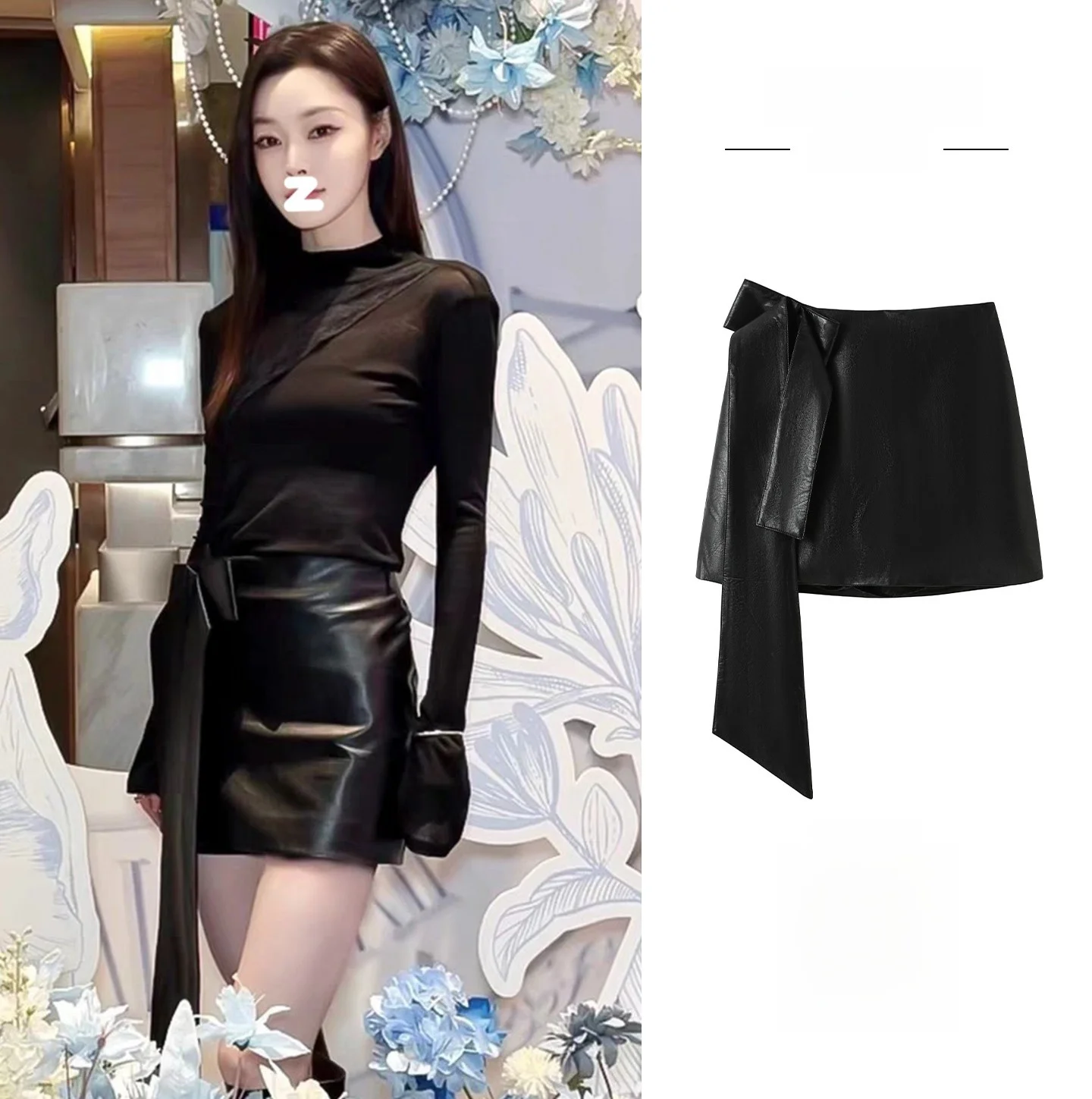 

Черная юбка-трапеция из искусственной кожи с завязками, облегающая, короткая, сексуальная, с высокой талией, неэластичная, для повседневной носки