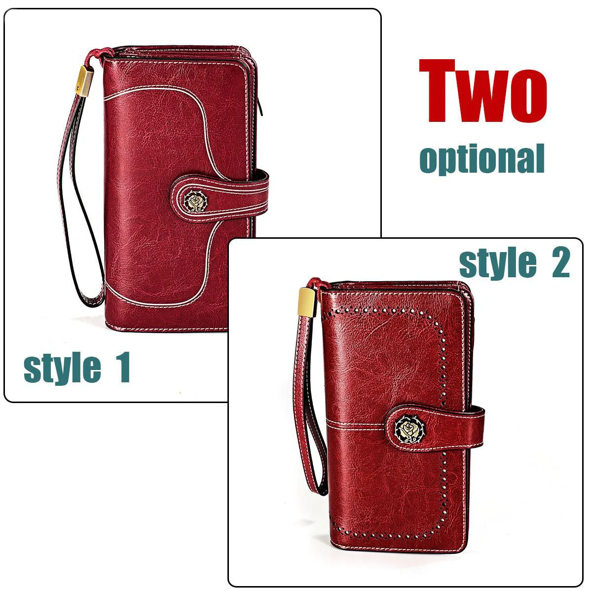 Women\'s Leather Wallet Large Capacity Zipper Purse Multifunctional Phone Bag Card Case Long Wallet Retro Clutch Bag For Female