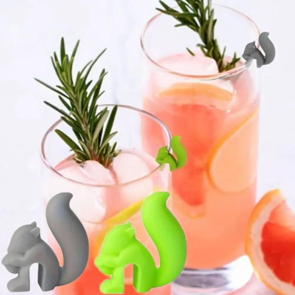 5pcs Silicone Squirrel Shaped Tea Bag Holder Candy Color Teaware Tea Bag Identifier Cup Decoration Tea Bag Hangers Party