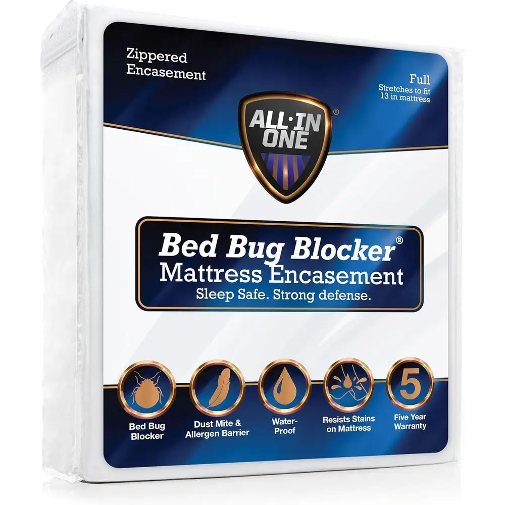 Universal Mattress Protector, Zippered Closure, Waterproof and Stain-Resistant, Triple-Layered Security, Full-Size, White