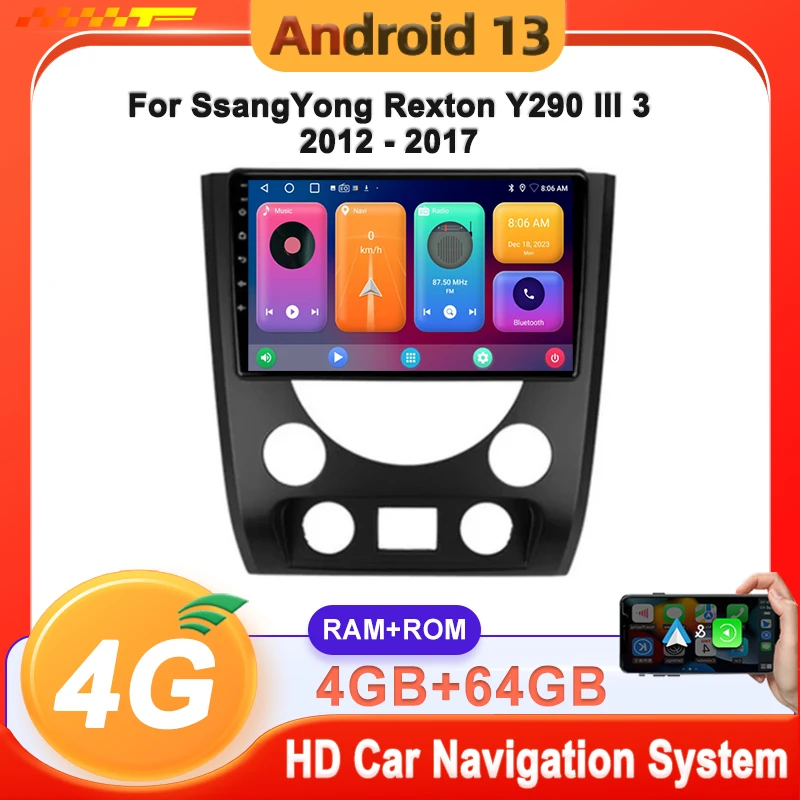 Android 13 Carplay Auto Car Radio For SsangYong Rexton Y290 III 3 2012 - 2017 Multimedia Player Auto Radio GPS Navigation TV