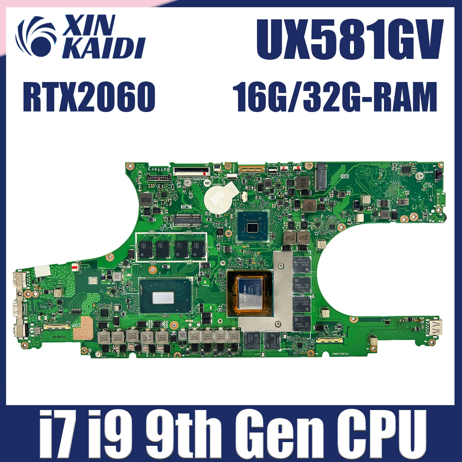 

UX581GV Laptop Motherboard For ASUS Zenbook Pro Duo UX581G Notebook Mainboard I7-9750H I9-9980HK CPU RTX2060 RAM-16 32G