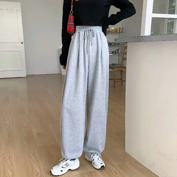 Pantaloni della tuta grigi per le donne 2023 autunno New Baggy Fashion pantaloni sportivi Oversize pantaloni neri pantaloni da jogging femminili Streetwear