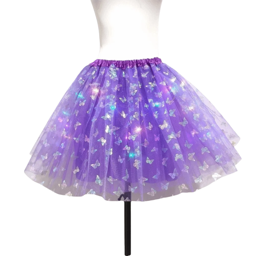 40cm Adult Tutu Skirt Elastic Waist with Liner Halloween Costume Skirt Irregular Hem Printed Pattern Cosplay Skirt