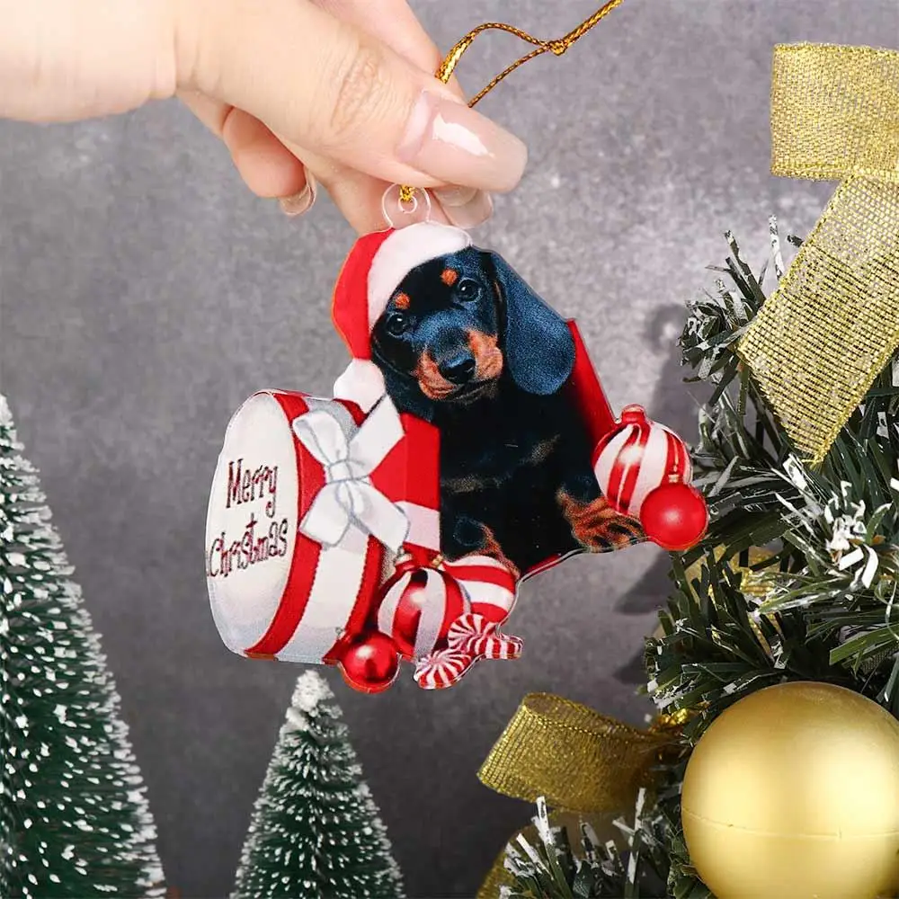 2D الألماني قلادة مزدوجة الوجهين الاكريليك عيد الميلاد شماعات الحلي الألماني عيد ميلاد سعيد الاكريليك عيد الميلاد الكلب المعلقات #4